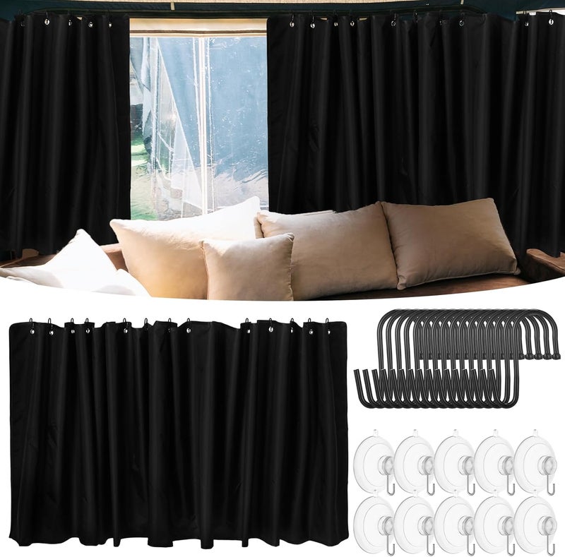 Datanly 28 Inch Long 11 ft Wide Car Privacy Divider Curtains Rv Window Curtains Blackout Shades with Storage Bag and 10 Suction Hooks Rv Sunshade Covers Screens for Sleeping Camping Traveling Accessories - Image 1